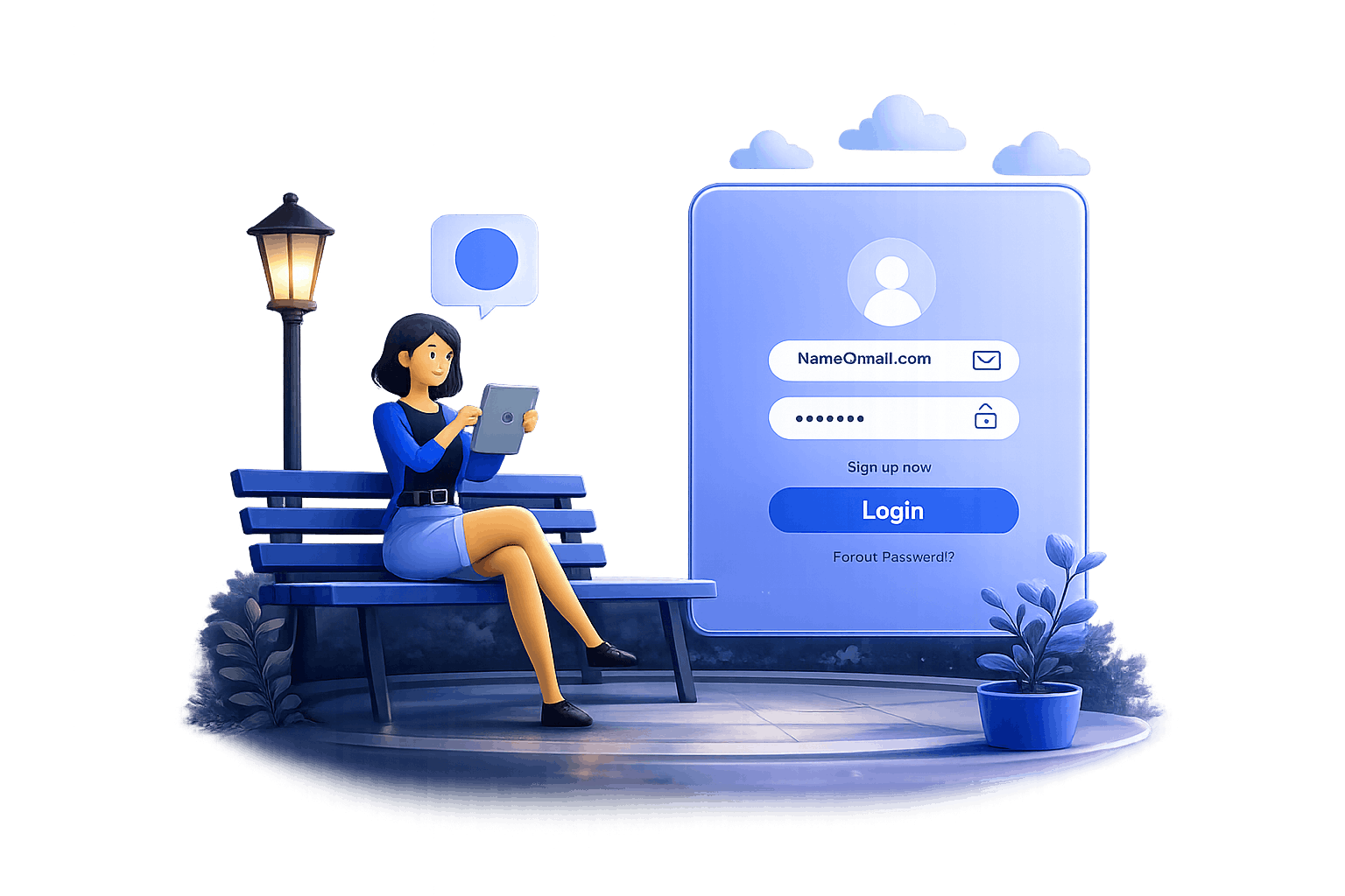MLeads CRM Dashboard Login Illustration